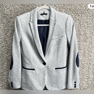 Tommy Hilfiger Womens One Button White Blazer with Blue Accents